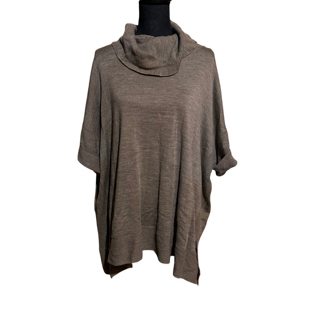 FOIL Cowl Neck Oversized Neutral Tunic Sweater Women's S Small